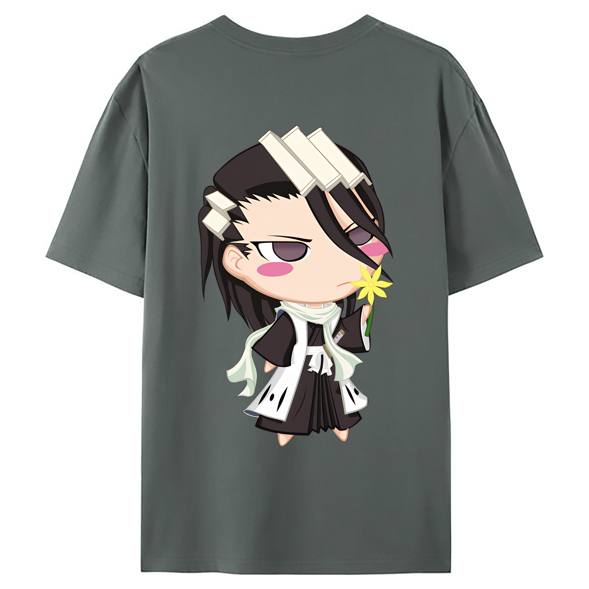 （画像用） ブリーチ くちき びゃくや BLEACH Kuchiki Byakuya 綿100％ メンズ半袖Tシャツ（バックプリント） 通気性